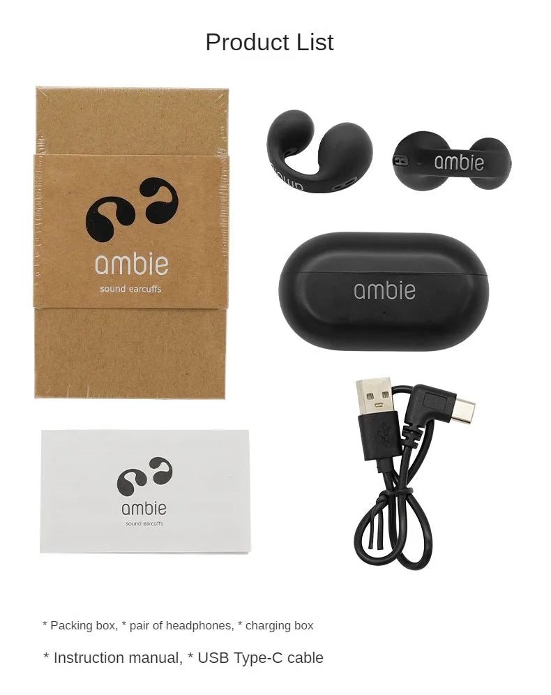 Ambie Sound Earcuffs Bluetooth Wireless Airbuds / Earbuds with Charging Case